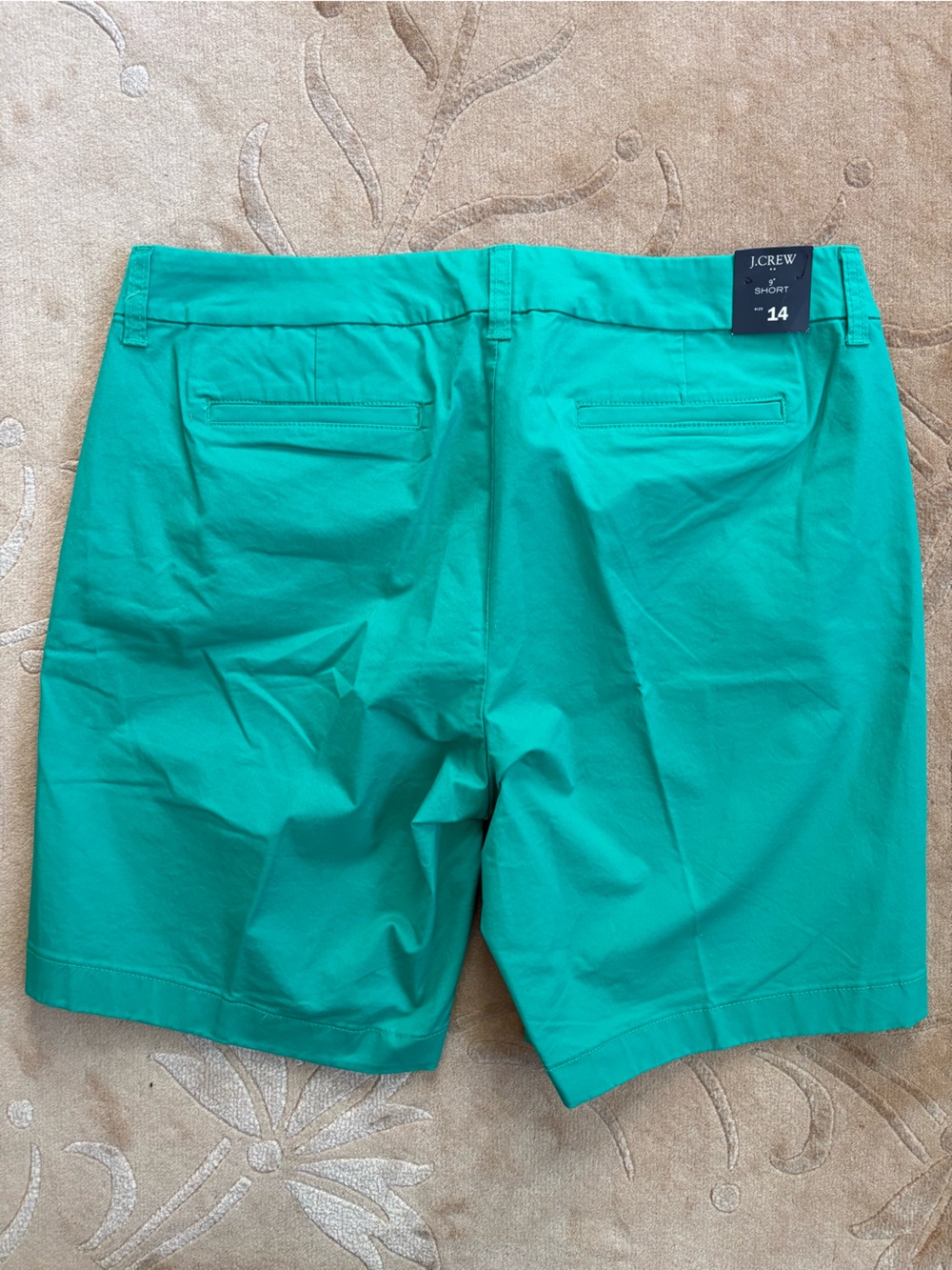 NWT, J Crew 9" Frankie Bermuda Cotton Chino Shorts, Teal Green, Size 14 - Picture 6 of 9